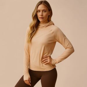 Sweaty Betty S Lightweight Sport Hoodie Fresh Peach‎ Thumbholes Athleisure